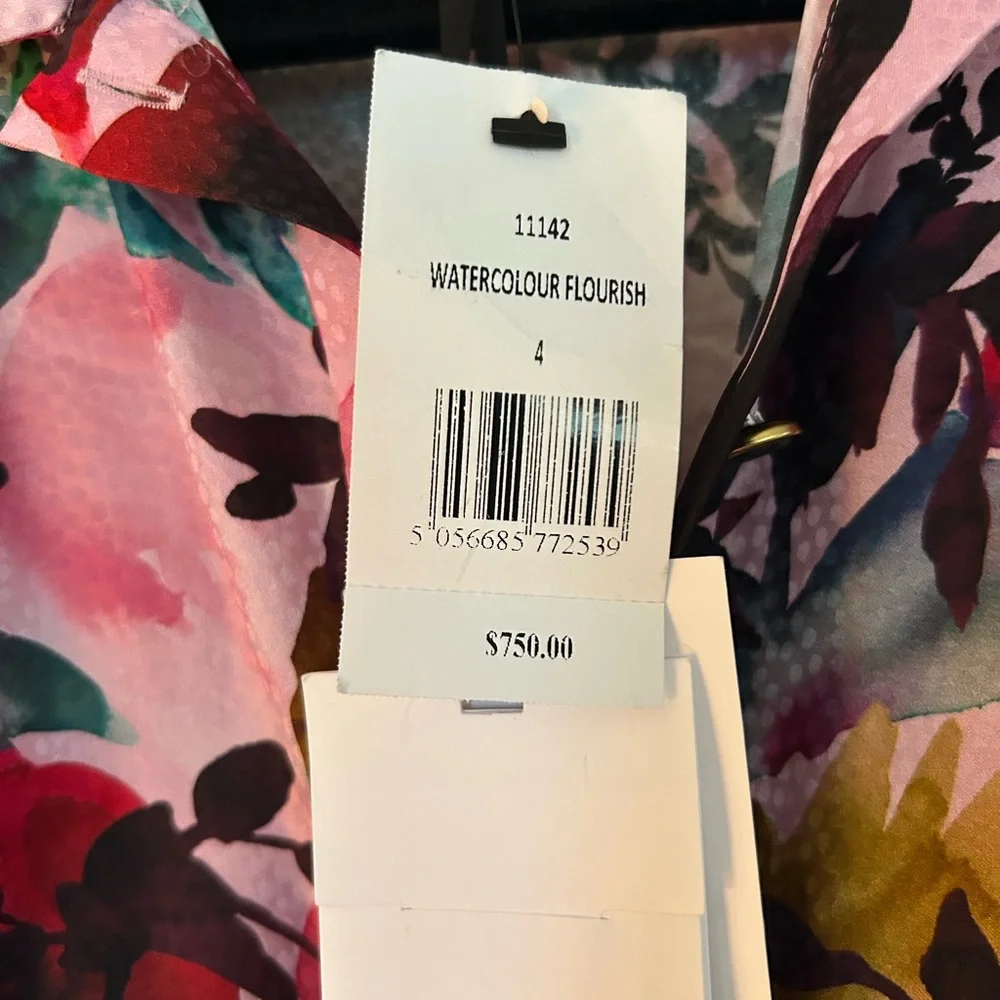 Saloni Vanessa Floral Silk Tie-Waist Shirtdress 4 NWT - Picture 3 of 10